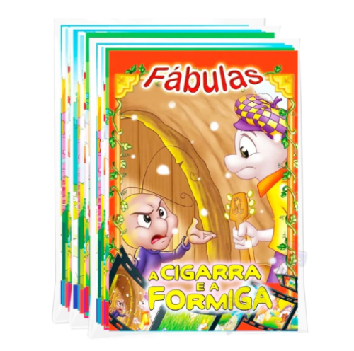 Kit 16 Livros Contos Infantis Fazendinha Do Seu Lobato + Fábulas