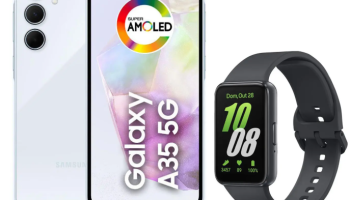 Smartphone Samsung Galaxy A35 256GB Azul Claro – 5G 8GB RAM + Smartband Samsung Galaxy Fit3 Grafite