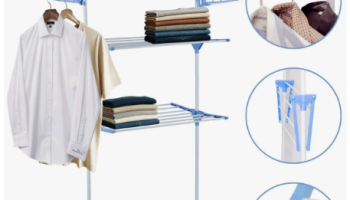 Varal De Chão Grande De Roupas 3 Andares Dobrável Cor Azul Kontuz 170 cm