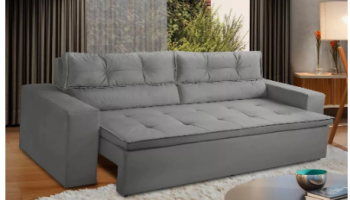 Sofá Retrátil Reclinável 3 Lugares C Molas 1,80m Vegas Suede Cor Cinza