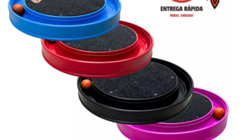 Arranhador Redondo Para Gatos Relax Com Bolinha E Carpete Interativo