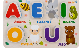 Brinquedo de Encaixar Maderá Encaixando Vogais – 5 Peças Toyster Brinquedos