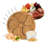 Kit Petisqueira Redonda Para Frios Queijo Com Molheira Ramekin e Garfinhos para Petiscos