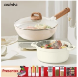 Conjunto de presente de fundição de alumínio high-end cookware, frigideira de alumínio, frigideira, pote de leite 4 kit