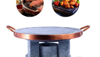 Grelha Para Carne Churrasco 27 Cm Pedra Sabão Com Rechaud Fogareiro