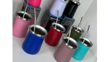 COPO CUIA TEMICA DE INOX PARA TERERE, CHIMARRÃO ENTRE OUTRAS BEBIDAS, PAREDE DUPLA 240ML, COM BOMBA/CANUDO *SEM LOGO*