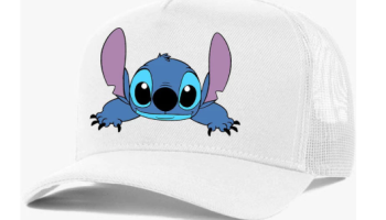 Boné Trucker Branco Liso Redinha Lilo Stitch Aba Curva