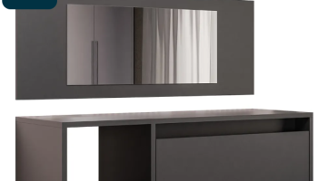 Penteadeira Camarim com Espelho Suspensa 90cm 1 Porta Elle Z34 Preto – Mpozenato