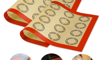 Kit Tapete Silicone Fibra De Vidro Antiaderente Culinário Assar Biscoitos Macarons Forno Freezer