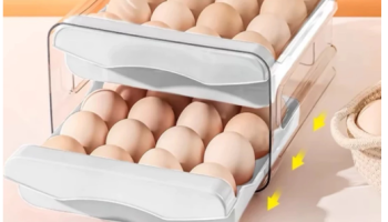 Gaveteiro Duplo em Plástico Tipo Porta 32 Ovos para Cozinha Geladeira