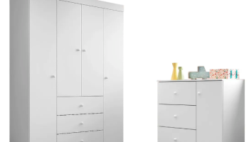 Guarda Roupa Infantil 4 Portas Cômoda 3 Gavetas Duda Branco – Phoenix