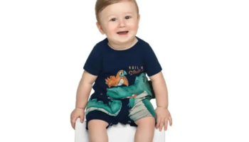 Macacão Bebê Menino Verão Estampa Interativa Jacaré- Rei Rex