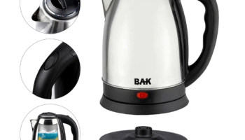 Chaleira Elétrica Com Desligamento Automático Em Aço Inoxidável 1,8 Litros Com Base Giratória Linha Premium – BAK/SKYLINK/NZA