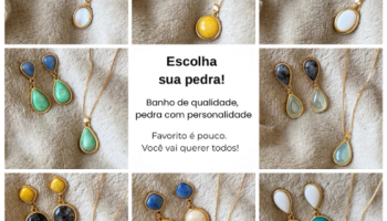 Conjunto Pedra Natural Colar + Brinco | Banho Premium e Design Exclusivo | Presente Perfeito