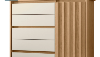 Cômoda Para Quarto 1 Porta 125cm Ripada Duetto Off/Freijó – Albatroz