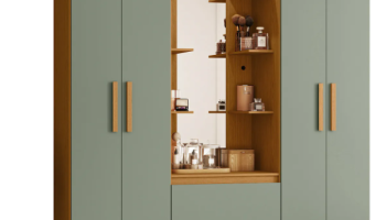Guarda Roupa Solteiro 163cm Capelinha Artto A02 Cinamomo/Sálvia – Mpozenato