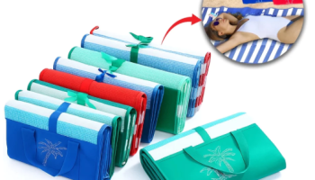 Esteira de Praia Dobrável Vira uma Bolsa Impermeável Forrada Para Piscinas e Tomar Sol 170x90cm