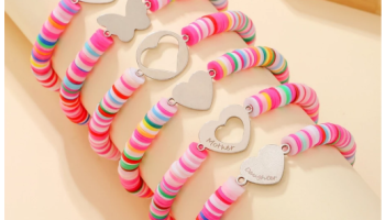 Kit 2 Pulseiras com Pingente de Coração e Borboleta – Feminino