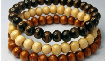 Kit 3 Pulseiras unissex Madeira Natural 8mm – Proteção e Estilo – Ajustável