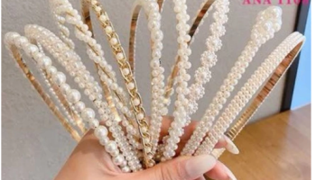 GGUAN KIT 5 PCS Tiara de Pérolas / Arquinho de Perolas – Acessórios femininos de cabelo