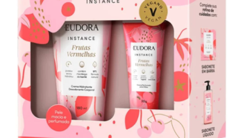 Eudora Instance Frutas Vermelhas – Kit Loção Hidratante Corporal 180g + Hidratante para Mãos 30g