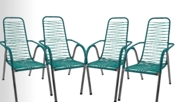 Kit 4 Cadeiras de Descanso Area de Lazer Varanda Casa Resistente de corda PVC Verde – Comprelar Móveis