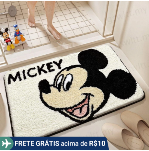 Tapete Antiderrapante Para Banheiro , De Desenho Animado Do Mickey Mouse De 40x60cm Grosso De Caxemira