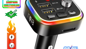 INOVA Adaptador Veicular QC3.0 + Bluetooth 5.0: Transmissor FM, MP3 Player, Áudio Estéreo com Modulação