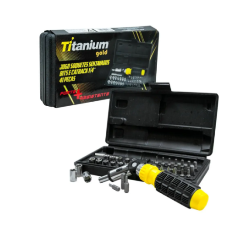 Kit Ferramentas De Bits Fenda E Soquetes 41 Peças Titanium