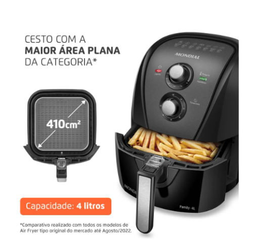 Fritadeira sem óleo air fryer 4L Mondial 1500W AFN-40-BFT