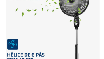 Ventilador Coluna 40cm Super Power Mondial 140W VSP-40C-NB