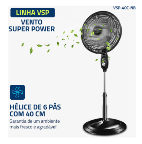 Ventilador Coluna 40cm Super Power Mondial 140W VSP-40C-NB