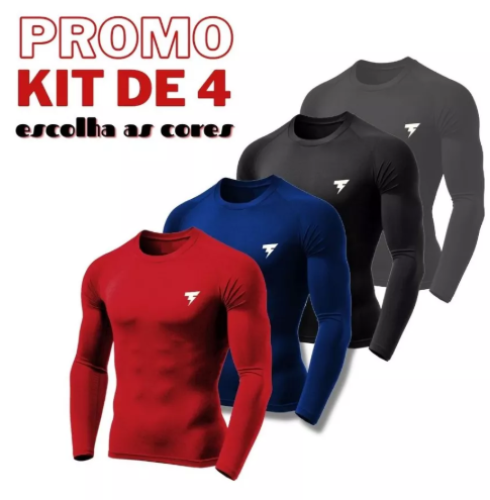Kit com 4 Camiseta Uv Segunda Pele Proteção Solar Fator 50+ CORES VARIADAS