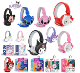 Fones de Ouvido Bluetooth Sanrio Hello Kitty Stitch Kuromi Cartoon Sem Fio com Microfone Dobrável para Telefone 0ZPQ