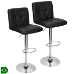 Kit 2 Banquetas Confort Estofada Couro Giratória c/ regulagem