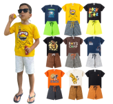 Kit 10 Peças sortido de Roupas Infantil Menino 5 Camisas + 5 Bermudas Masc Bebê Tam 1 ao 10 anos