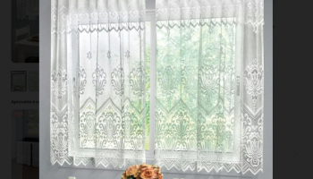 Lar e Lazer – Cortina para Cozinha Renda Branca 235×150 cm