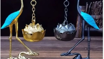 Queimador de Incenso Elegante de Metal em Formato de Garça – Suporte Decorativo para Incenso para Aromaterapia