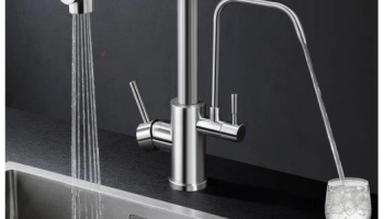 Torneira Cozinha Gourmet Bancada Luxo Escovado Aço Inox Com Saída De Filtro Yesop