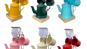 Mini Coador Café Gourmet Individual Bule + 2 Canecas 90ml