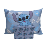 Kit Jogo de Lençol e Fronha Solteiro 2 Peças Disney Stitch Malha Algodão