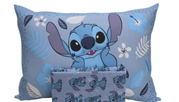 Kit Jogo de Lençol e Fronha Solteiro 2 Peças Disney Stitch Malha Algodão