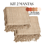 Kit 2 Mantas Decorativas Para Sofá Luxuosa Tamanho 210X120 Tecido 100% Algodão Casa Nova Elegante