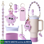 Copo Térmica 1200ml De Aço Inoxidável com Todas as Decorações e Acessórios Canudo Garrafa Térmica