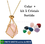 Colar Porta Pedras Troque de Cristais Redinha de Aço Inox