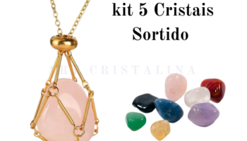 Colar Porta Pedras Troque de Cristais Redinha de Aço Inox