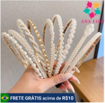 KIT 5 PCS Tiara de Pérolas / Arquinho de Perolas – Acessórios femininos de cabelo