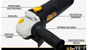 Esmerilhadeira Lixadeira Angular Profissional Bta780 4.1/2 Pol 115mm 780w 50hz/60hz 220v The Black Tools