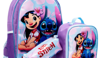 Mochila Infantil Kit Escolar Lilo Stitch Menina + Lancheira + Estojo – Pikuka