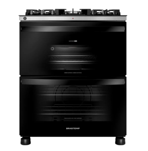 Fogão 5 Bocas Brastemp Preto Duplo Forno BFD5LAE
